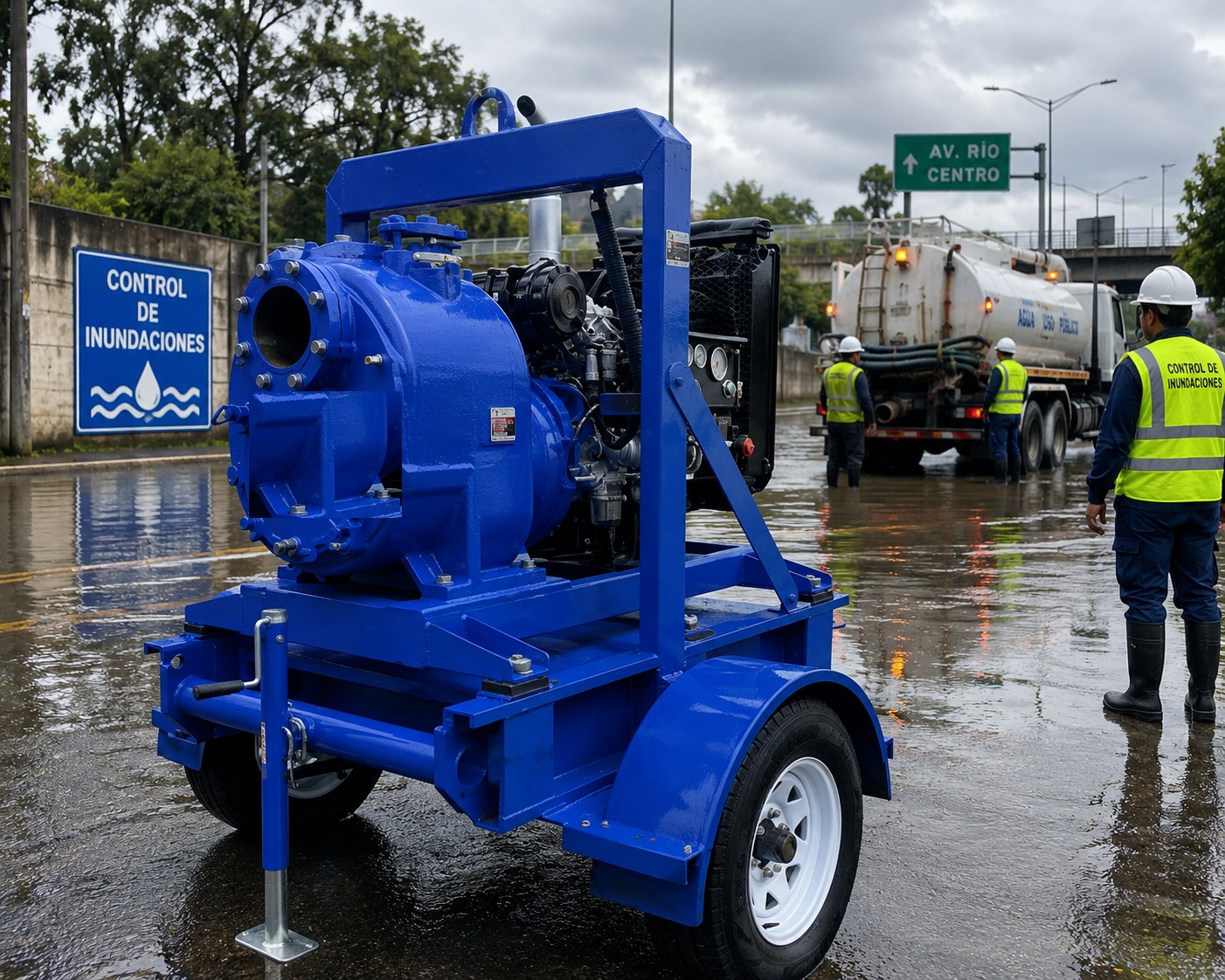 Bomba autocebante en control de inundaciones