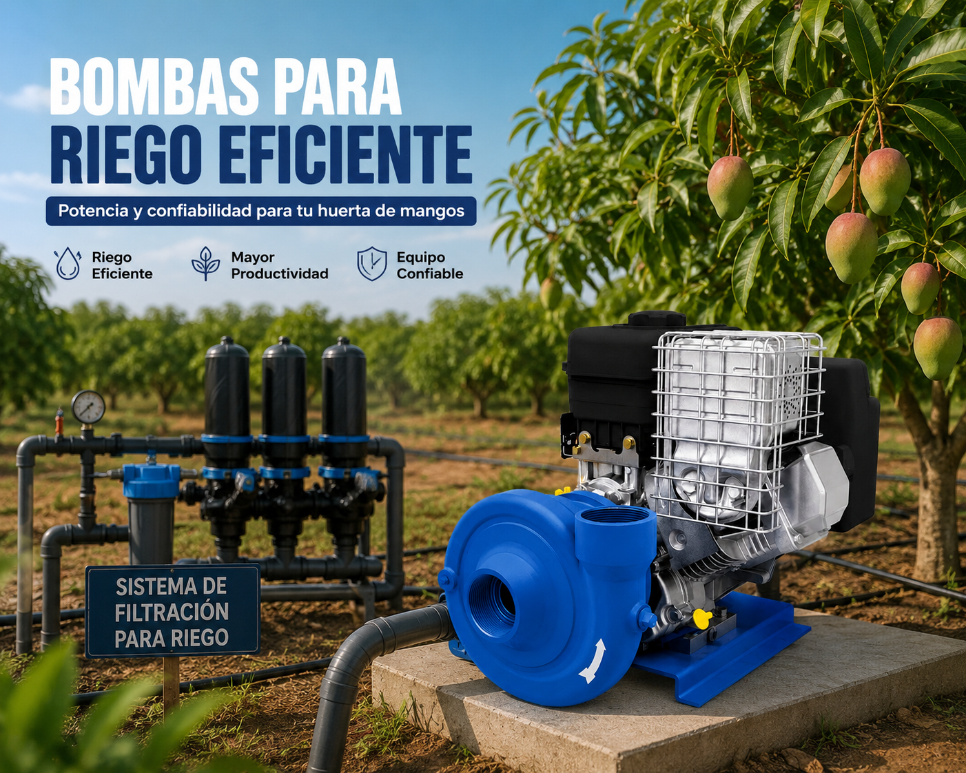 Motobomba RLM en Huerta de Mango ROLUPUMPS